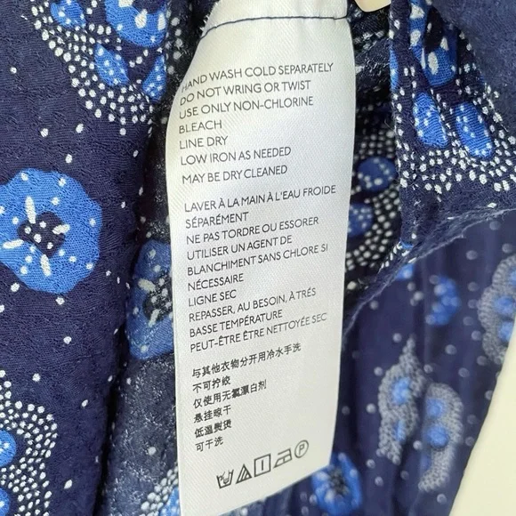 Anthropologie MAEVE Boswell Blue Peasant Longsleeve Blouse US size 6 M Medium - Picture 9 of 11